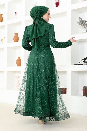 moda selvim Evening Dress END5592-M Emerald - Thumbnail