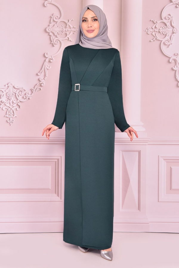 Modaselvim خصم صافٍ20%+20% في سلة التسوق فستان سهرة زيتي KBR21321-M