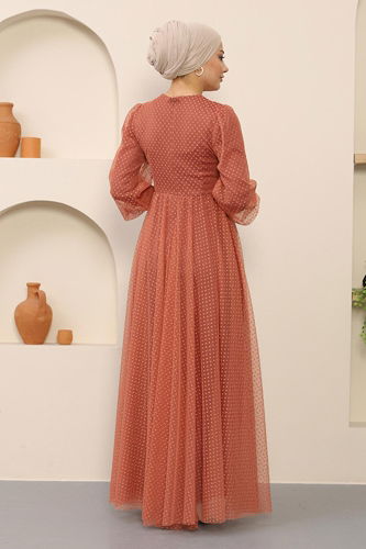 moda selvim EVENING DRESS MİH12237-M Salmon - Thumbnail