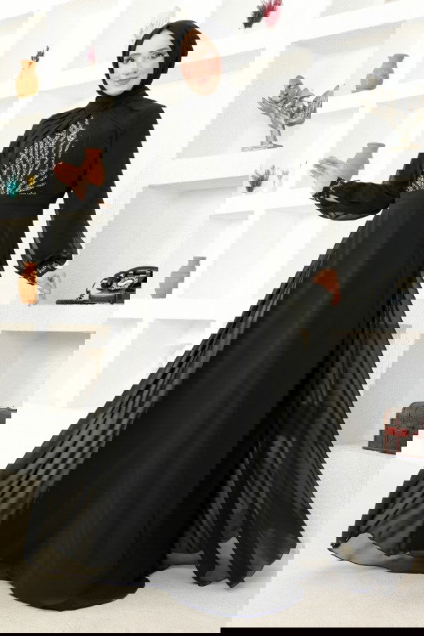 Modaselvim خصم صافٍ20%+20% في سلة التسوق فستان سهرة أسود MSL52886