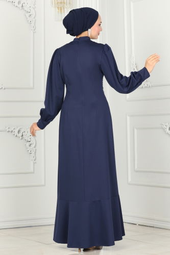 moda selvim EVENING DRESS PL9071 Navy Blue - Thumbnail