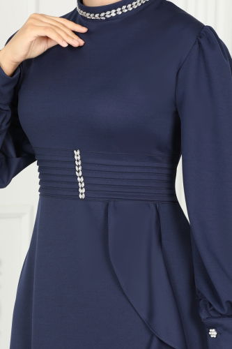 moda selvim EVENING DRESS PL9071 Navy Blue - Thumbnail