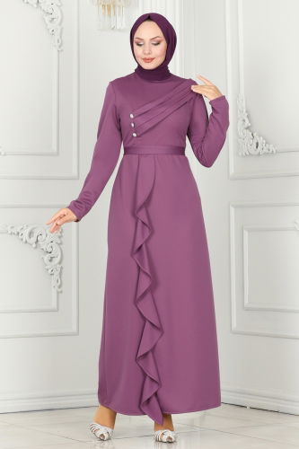 moda selvim EVENING DRESS PL9072 Purple - Thumbnail