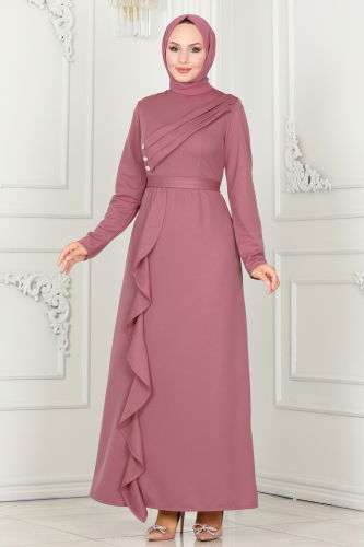 moda selvim EVENING DRESS PL9072 Rose Dried - Thumbnail