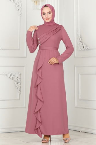 moda selvim EVENING DRESS PL9072 Rose Dried - Thumbnail