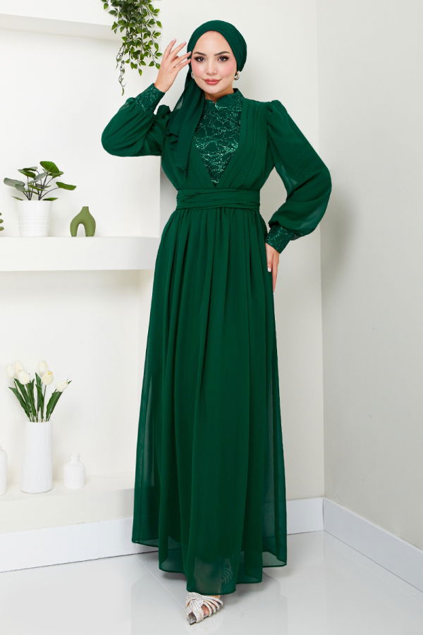 Modaselvim NET 20%+20% DISCOUNT IN THE CARD Evening Dress YGS4020-M Emerald