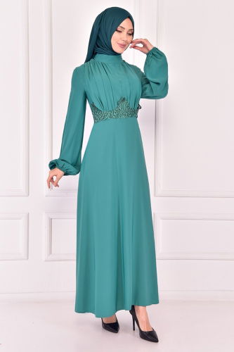 MRV A.S.M. - Evening Dresses with Guipure Detail ASM2387-M Emerald