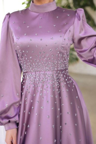 moda selvim Evening Wear 0012AZ865 Lilac - Thumbnail