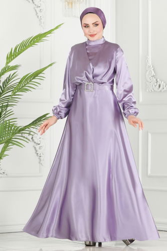 moda selvim Evening Wear 0356ALG474 Lilac - Thumbnail