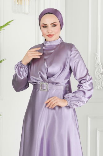 moda selvim Evening Wear 0356ALG474 Lilac - Thumbnail