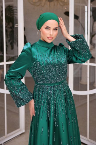 moda selvim Evening Wear 1732MDHZ870 Emerald - Thumbnail