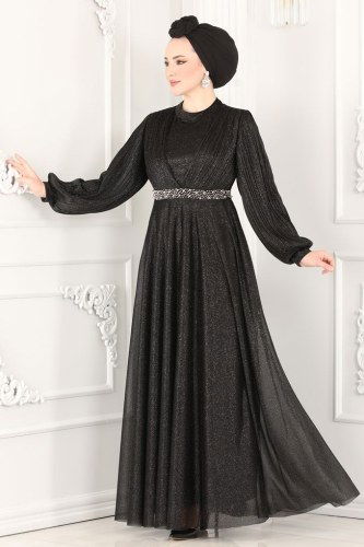 moda selvim Evening Wear 1853AY342 Black - Thumbnail