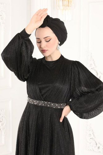 moda selvim Evening Wear 1853AY342 Black - Thumbnail