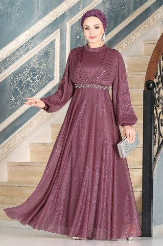 moda selvim Evening Wear 1853AY342 Dried Rose - Thumbnail