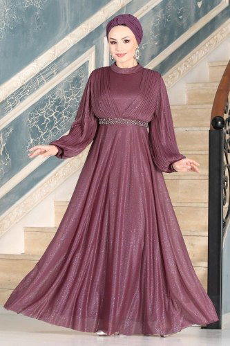 moda selvim Evening Wear 1853AY342 Dried Rose - Thumbnail