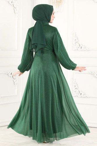 moda selvim 1853AY342 الزيتي فساتين سهره - Thumbnail