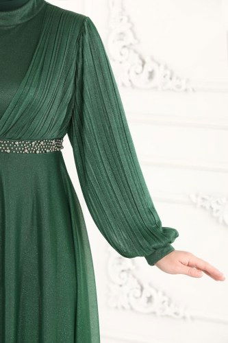 moda selvim 1853AY342 الزيتي فساتين سهره - Thumbnail