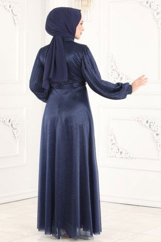 moda selvim Evening Wear 1853AY342 Navy Blue - Thumbnail