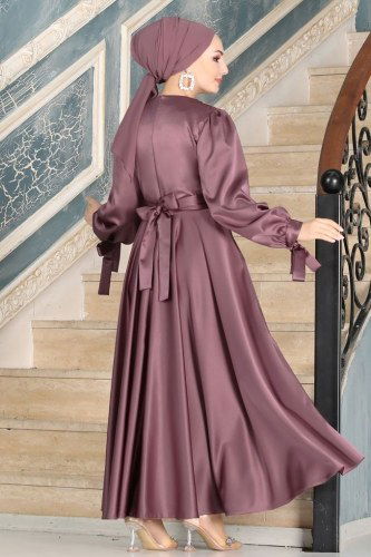 moda selvim Evening Wear 1858AY342 Dark Lilac - Thumbnail