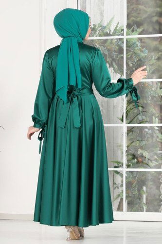 moda selvim 1858AY342 الزيتي فساتين سهره - Thumbnail