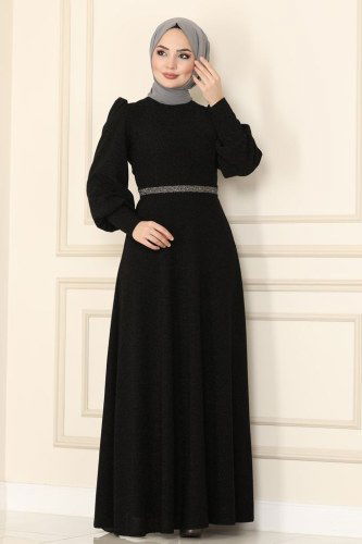 moda selvim Evening Wear 22017PN204 Black - Thumbnail