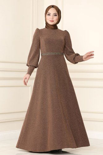 moda selvim Evening Wear 22017PN204 Copper - Thumbnail