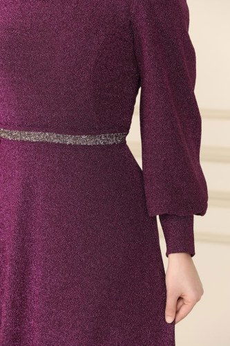 moda selvim 22017PN204 ارجواني فساتين سهره - Thumbnail