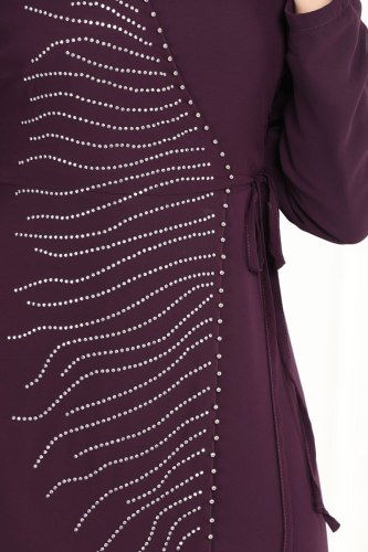 moda selvim 2205PN204 بنفسجي فساتين سهره - Thumbnail