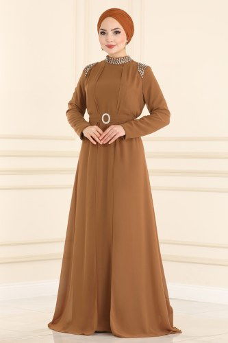 moda selvim 2214PN204 رملي فساتين سهره - Thumbnail