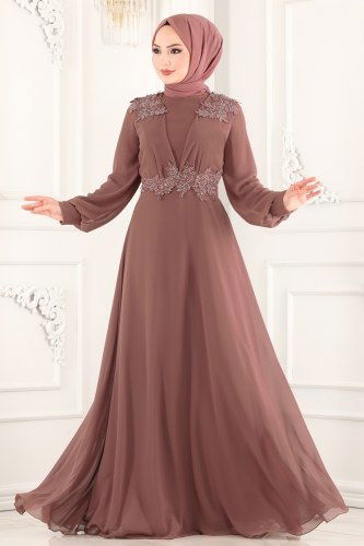 moda selvim Evening Wear 2215PN204 Powder Mink - Thumbnail
