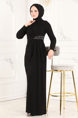moda selvim Evening Wear 2216PN204 Black - Thumbnail