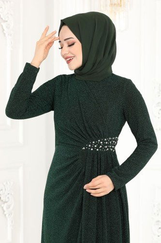 moda selvim Evening Wear 2216PN204 Emerald - Thumbnail