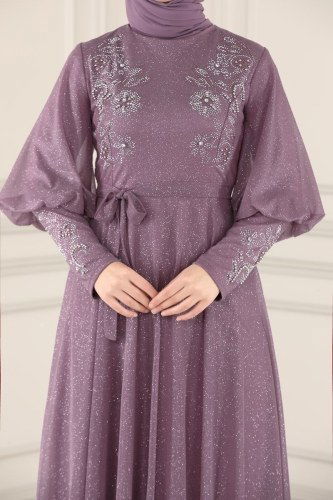 moda selvim 2217PN204 الزهري فساتين سهره - Thumbnail
