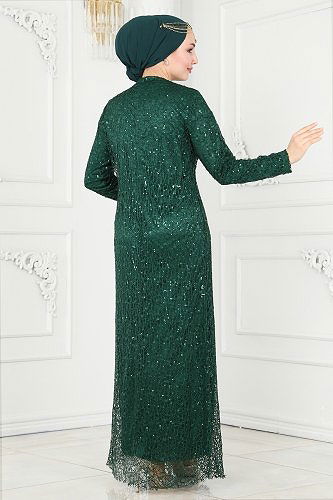 moda selvim Evening Wear 2402PN204 Emerald - Thumbnail