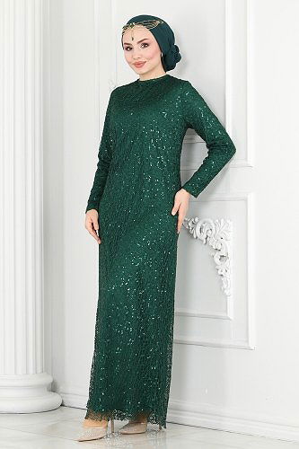 moda selvim Evening Wear 2402PN204 Emerald - Thumbnail