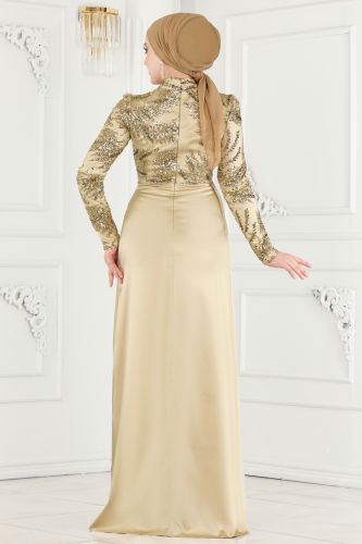 moda selvim Evening Wear 2407MDY868 Gold - Thumbnail