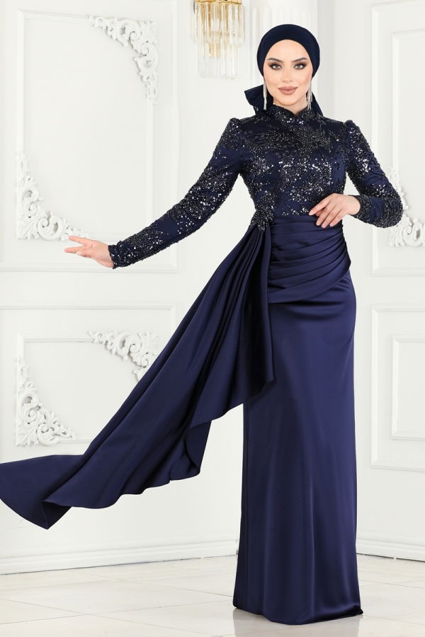 Modaselvim SUAL Evening Wear 2407MDY868 Navy Blue