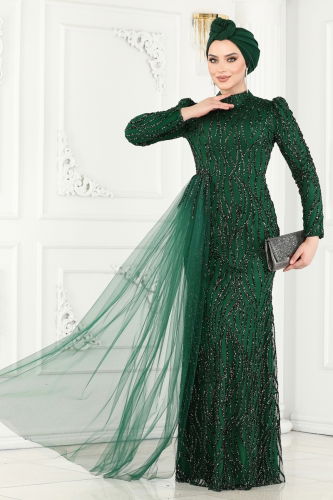 moda selvim Evening Wear 2412MDY868 Emerald - Thumbnail