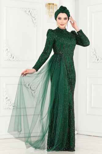 moda selvim Evening Wear 2412MDY868 Emerald - Thumbnail