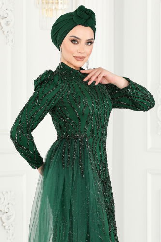 moda selvim Evening Wear 2412MDY868 Emerald - Thumbnail