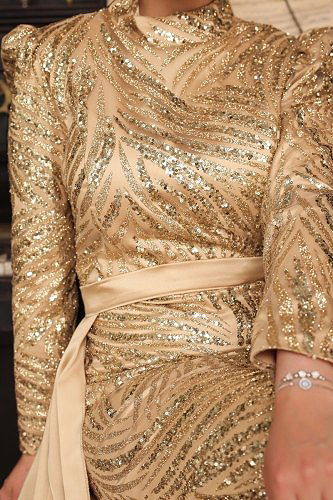 moda selvim Evening Wear 3012IPD866 Gold - Thumbnail