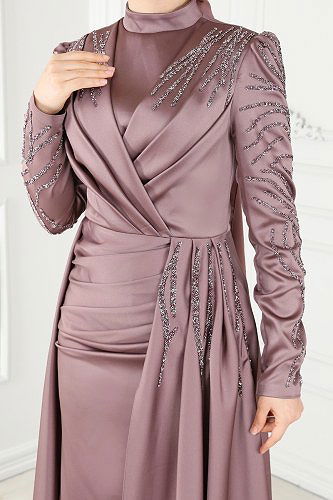 moda selvim Evening Wear 4338D170 Powder Mink - Thumbnail