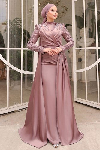 moda selvim Evening Wear 4338D170 Powder Mink - Thumbnail