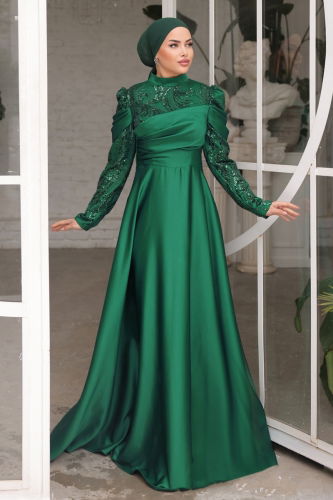 moda selvim Evening Wear 4372D170 Emerald - Thumbnail