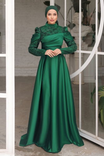 moda selvim Evening Wear 4372D170 Emerald - Thumbnail