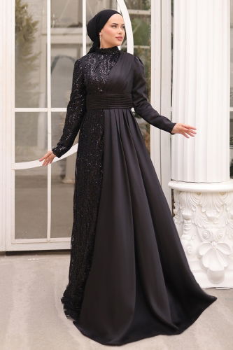 moda selvim Evening Wear 4479D170 Black - Thumbnail