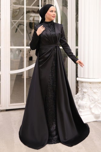 moda selvim Evening Wear 4487D170 Black - Thumbnail