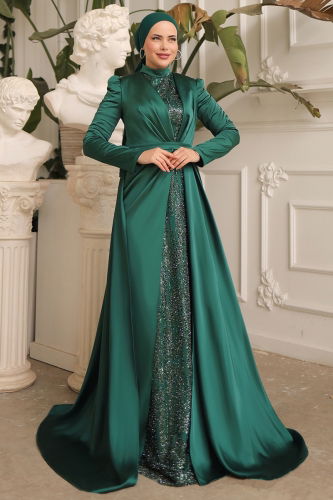 moda selvim Evening Wear 4487D170 Emerald - Thumbnail