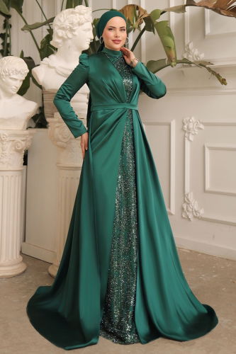 moda selvim Evening Wear 4487D170 Emerald - Thumbnail