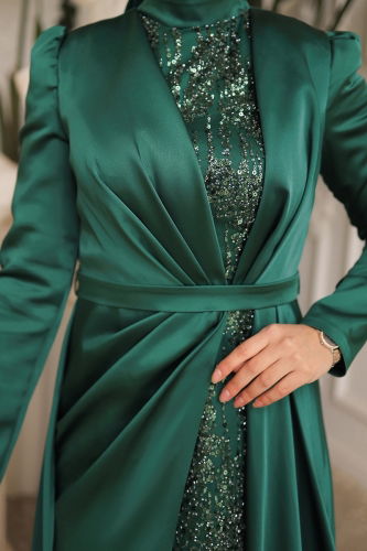 moda selvim Evening Wear 4487D170 Emerald - Thumbnail